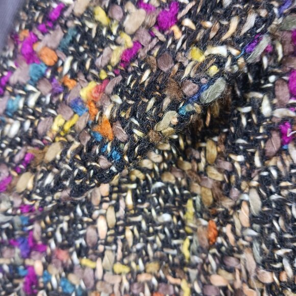 Dialogue SZ 14 Tweed Jacket Long Sleeve Button Front Brown/Green/Burgundy/Cream - Picture 3 of 16